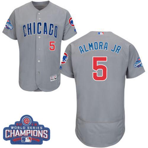 Cubs #5 Albert Almora Jr. Grey Flexbase Authentic Collection Road 2016 World Series Champions Stitched MLB Jersey